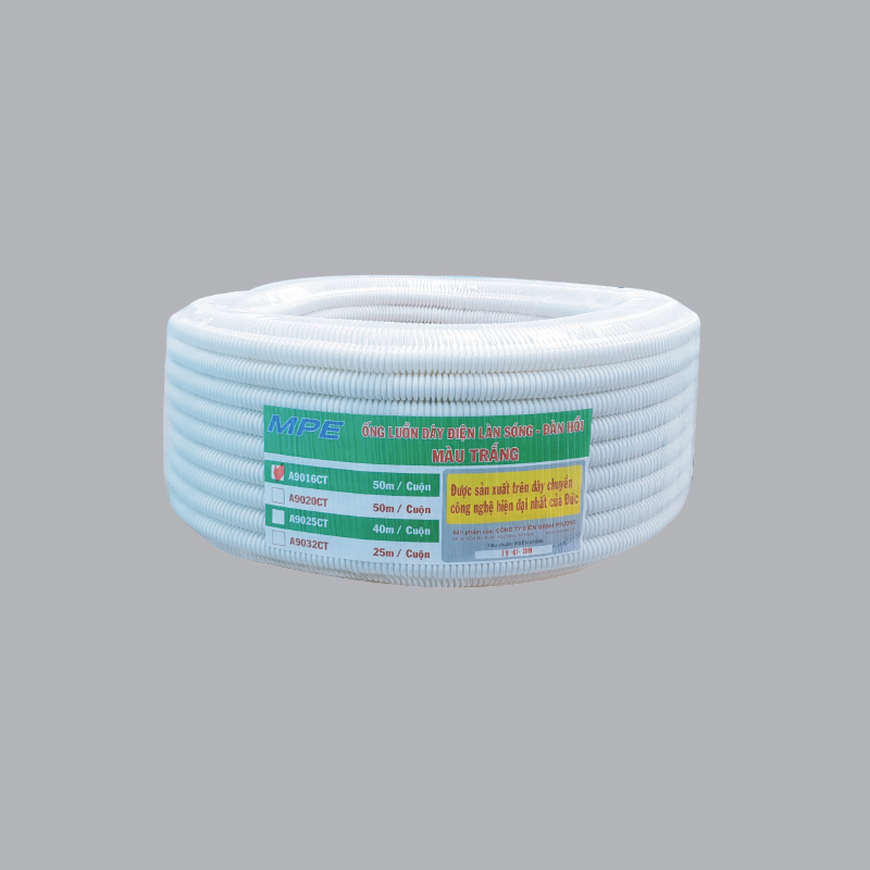 White PVC elastic conduit Ø16 A9016 CT