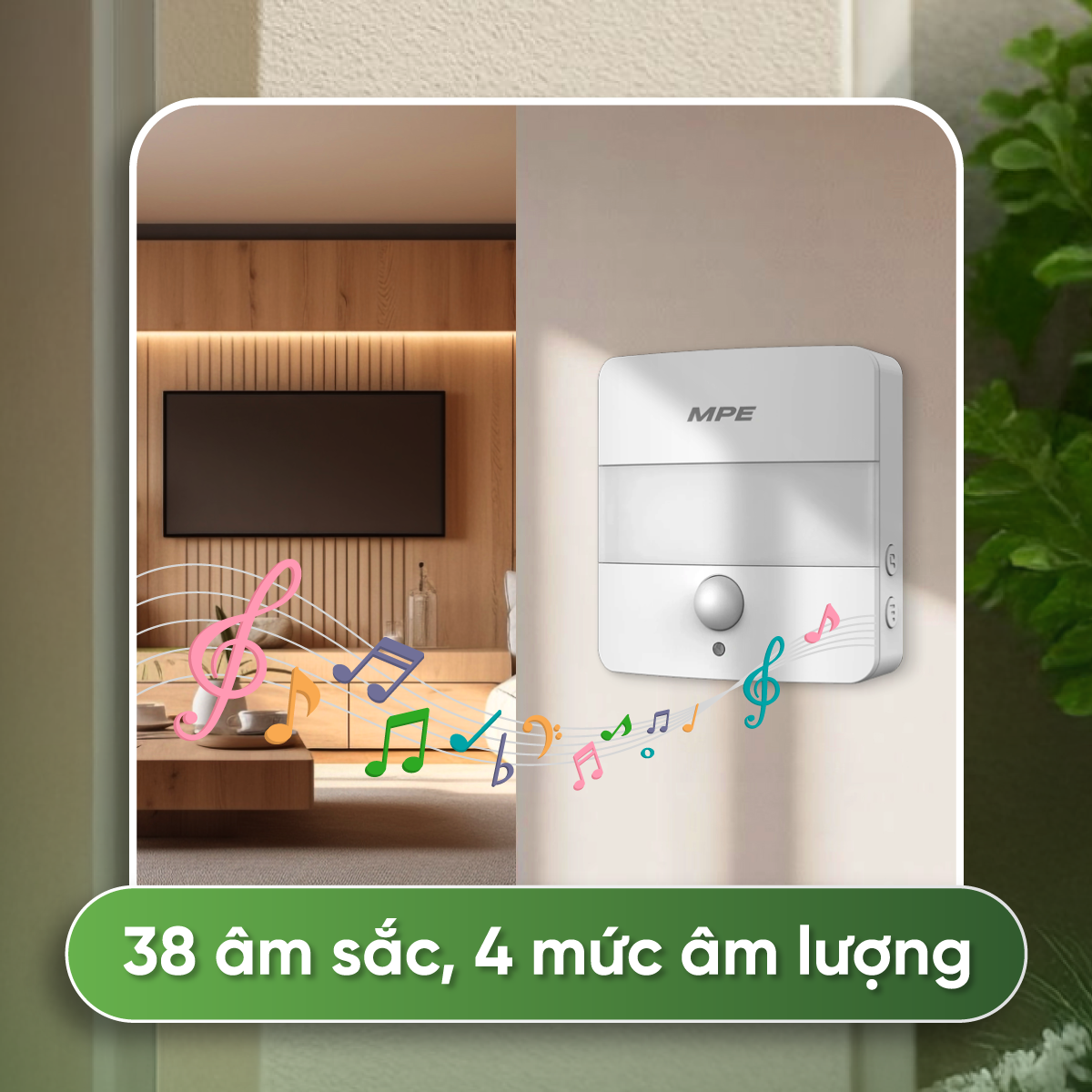 Chuông cửa DB5 mang đến 38 âm sắc khác nhau cùng 4 mức âm lượng linh hoạt